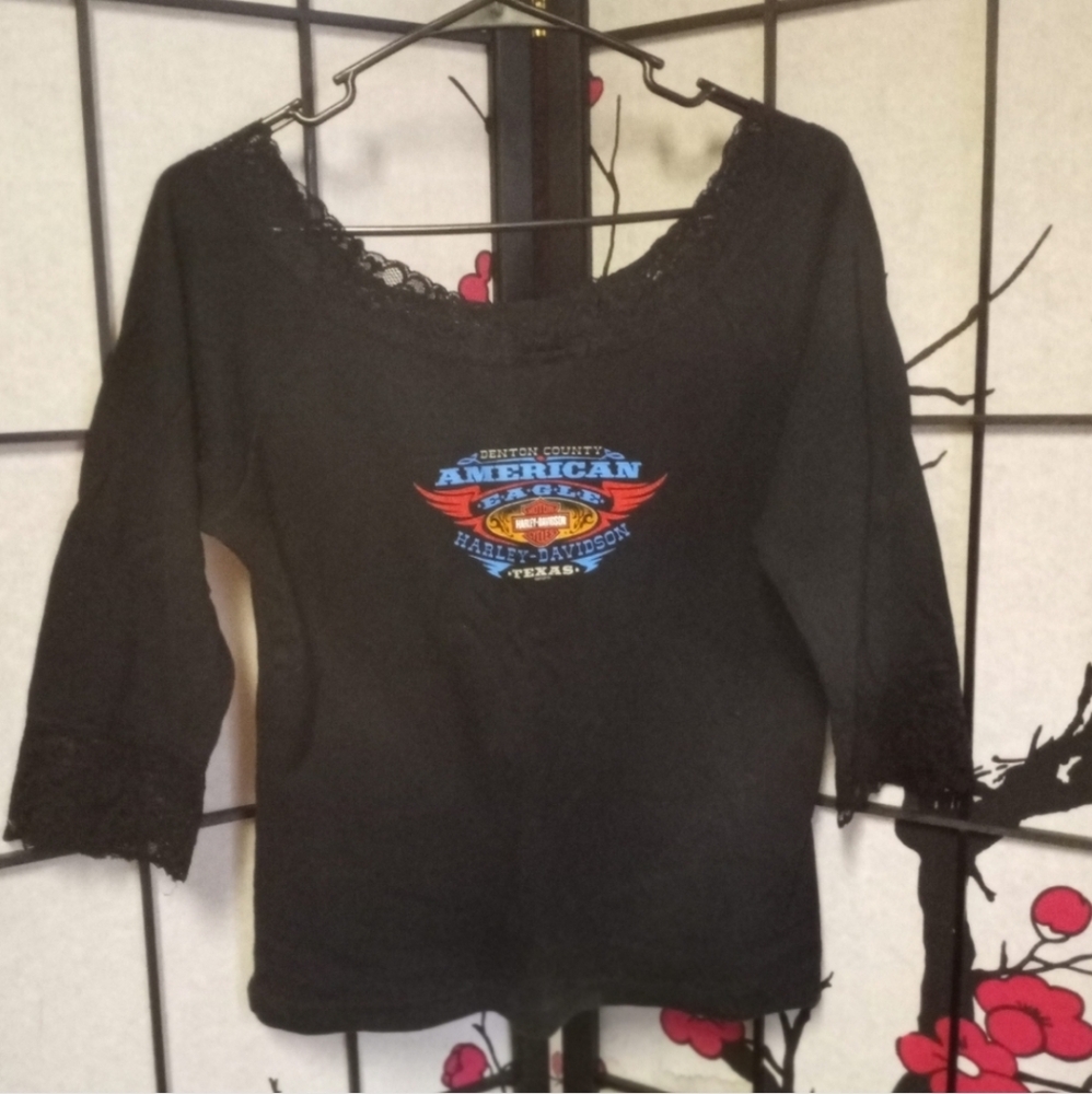 Ladies Harley XL Lace Sleeve and Neck Top